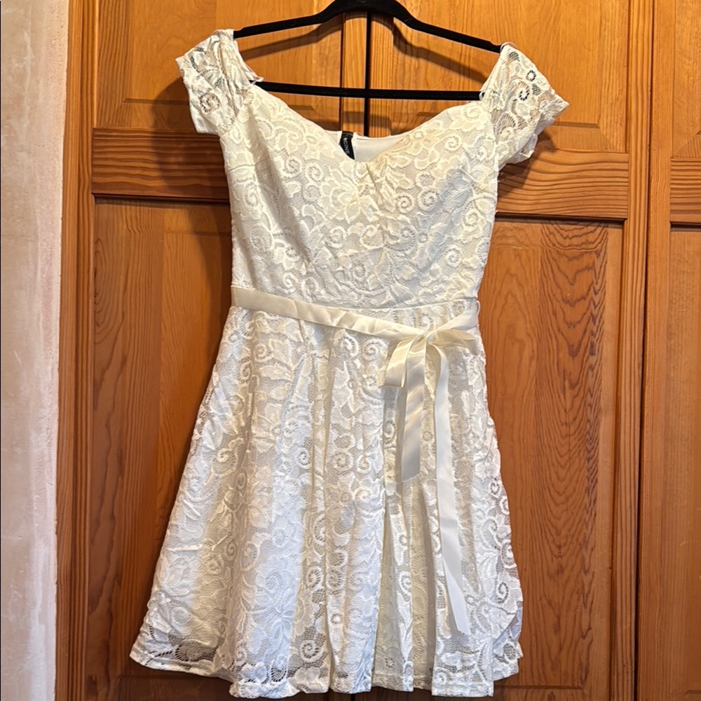 White Off-the-Shoulder A-Line Mini Dress